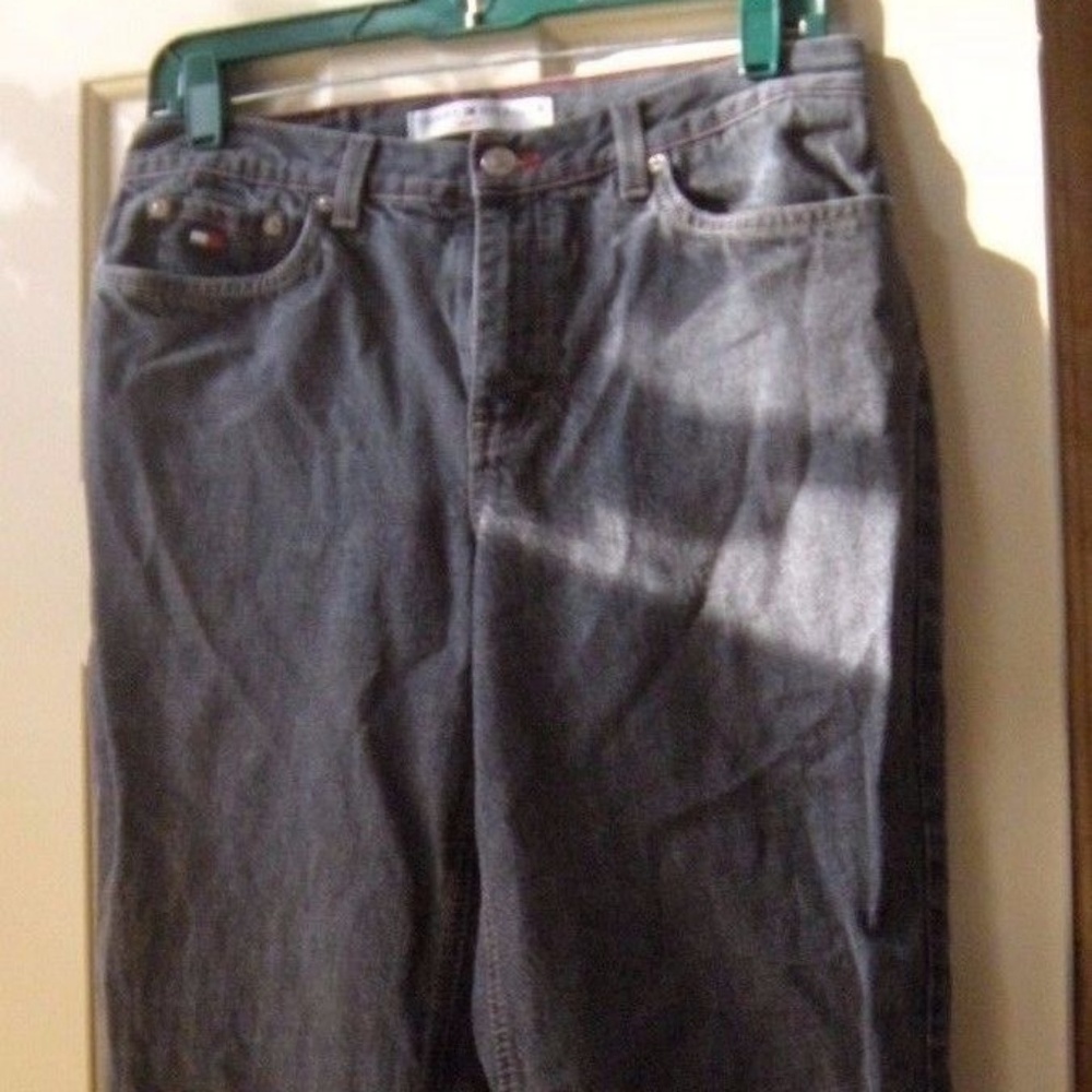Tommy Hilfiger Black Jeans Red Stitching Size 8